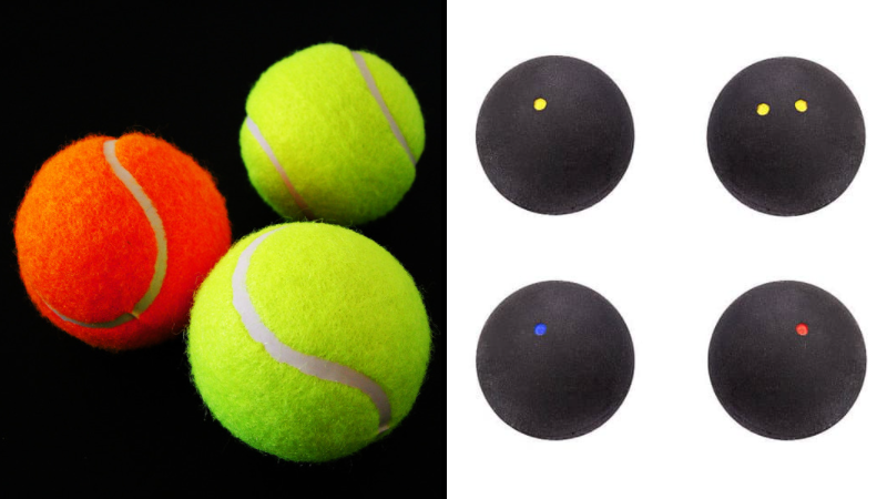 Tennis ball vs squash ball