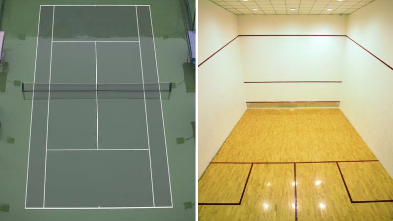 tennis court vs squash court